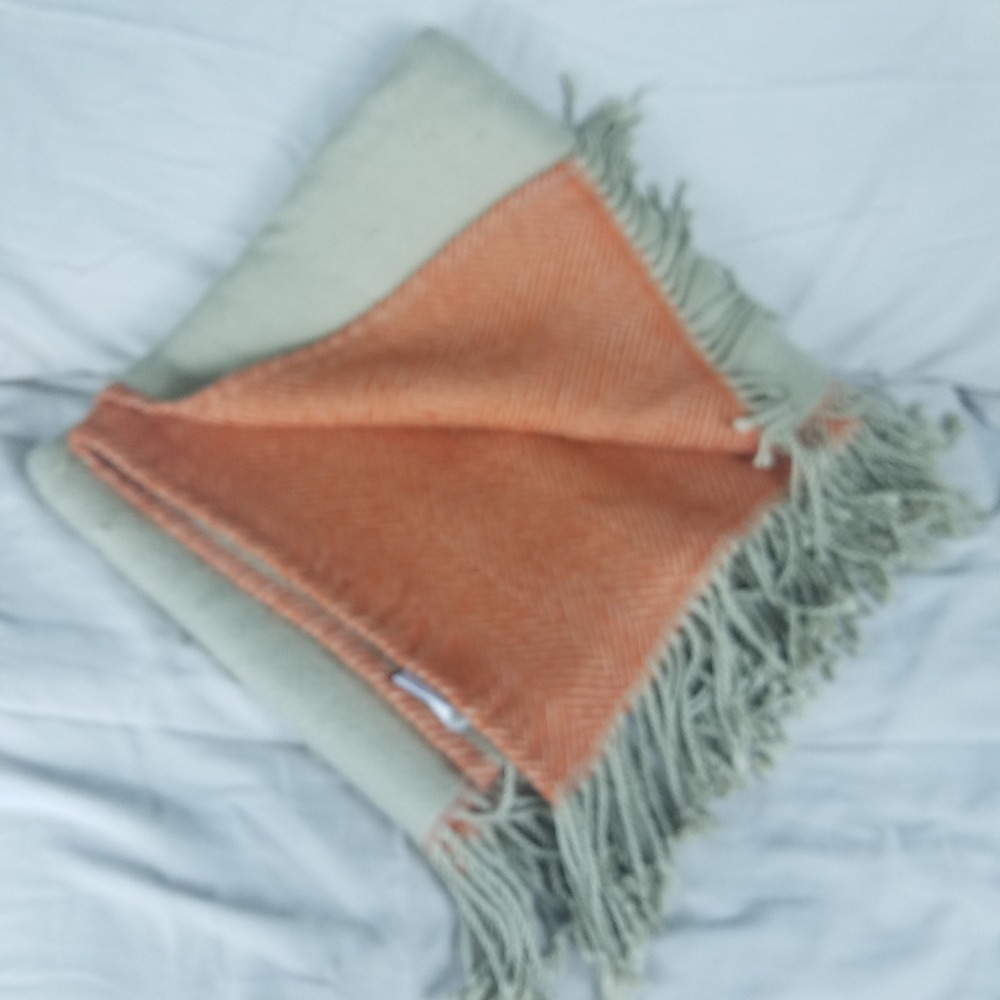 Threshold Throw Blanket Orange Excellent Herringbone Fringed Woven ultrasoft‎